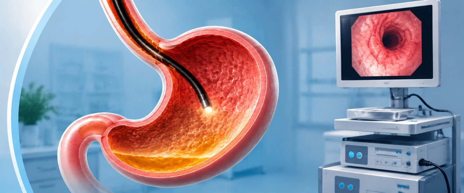 Endoscopic anti-reflux procedure performed through the mouth with an endoscope, with no external cuts