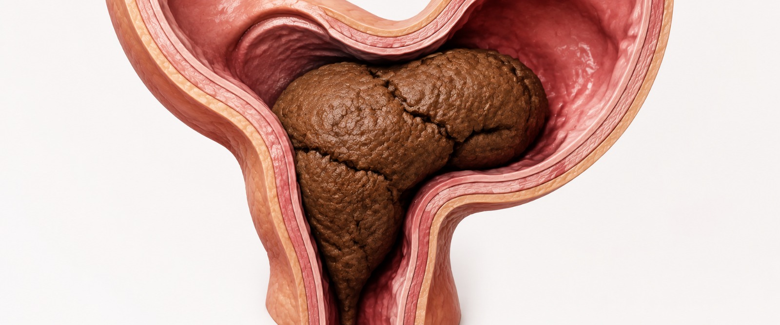 Abdominal discomfort from a blocked, incomplete feeling