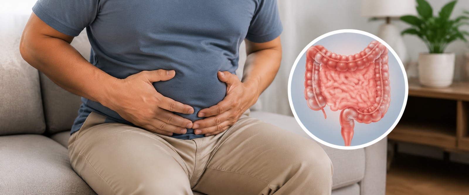Bloated abdomen with trapped gas