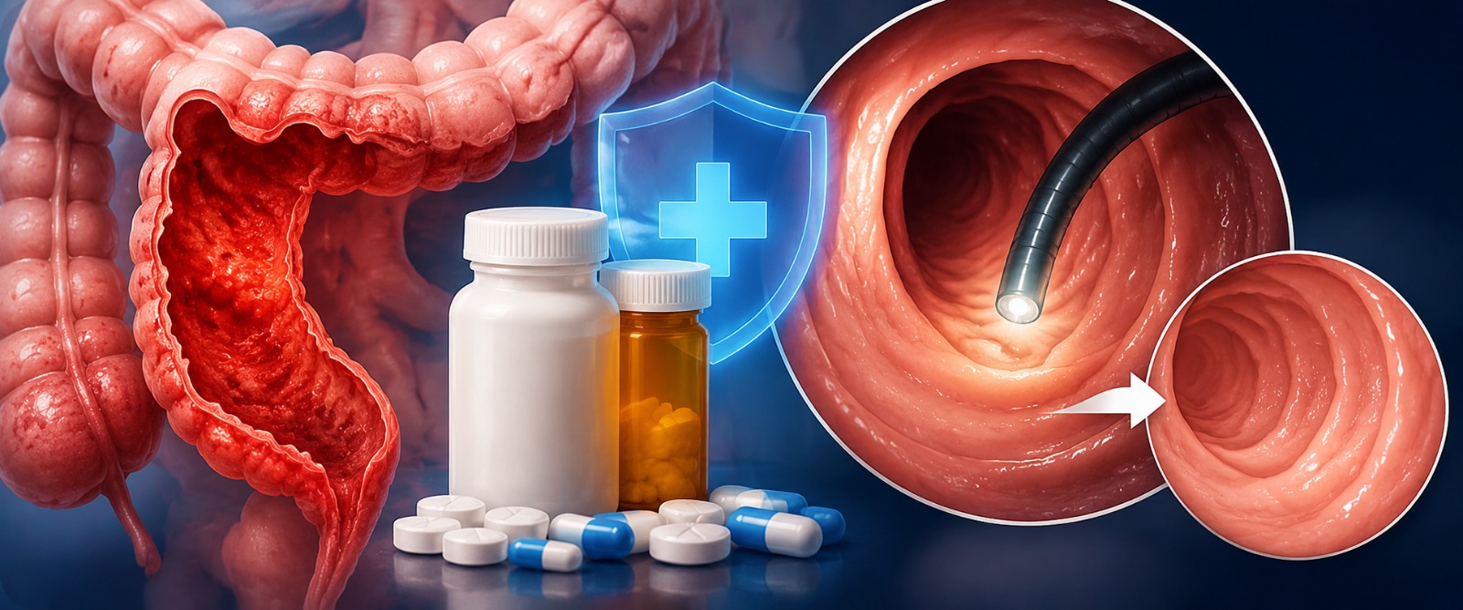 Ulcerative colitis and Crohn's disease causing bloody, mucus-mixed motions
