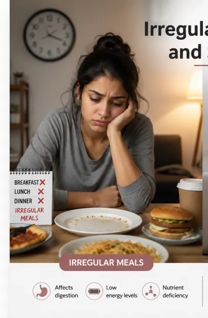 Irregular meals and stress affecting digestion