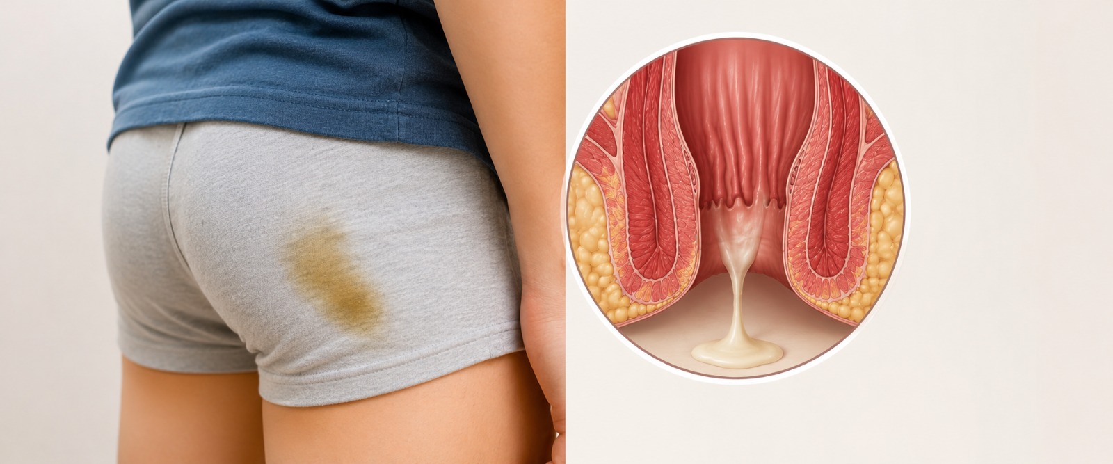 Mucus discharge and staining around the anus