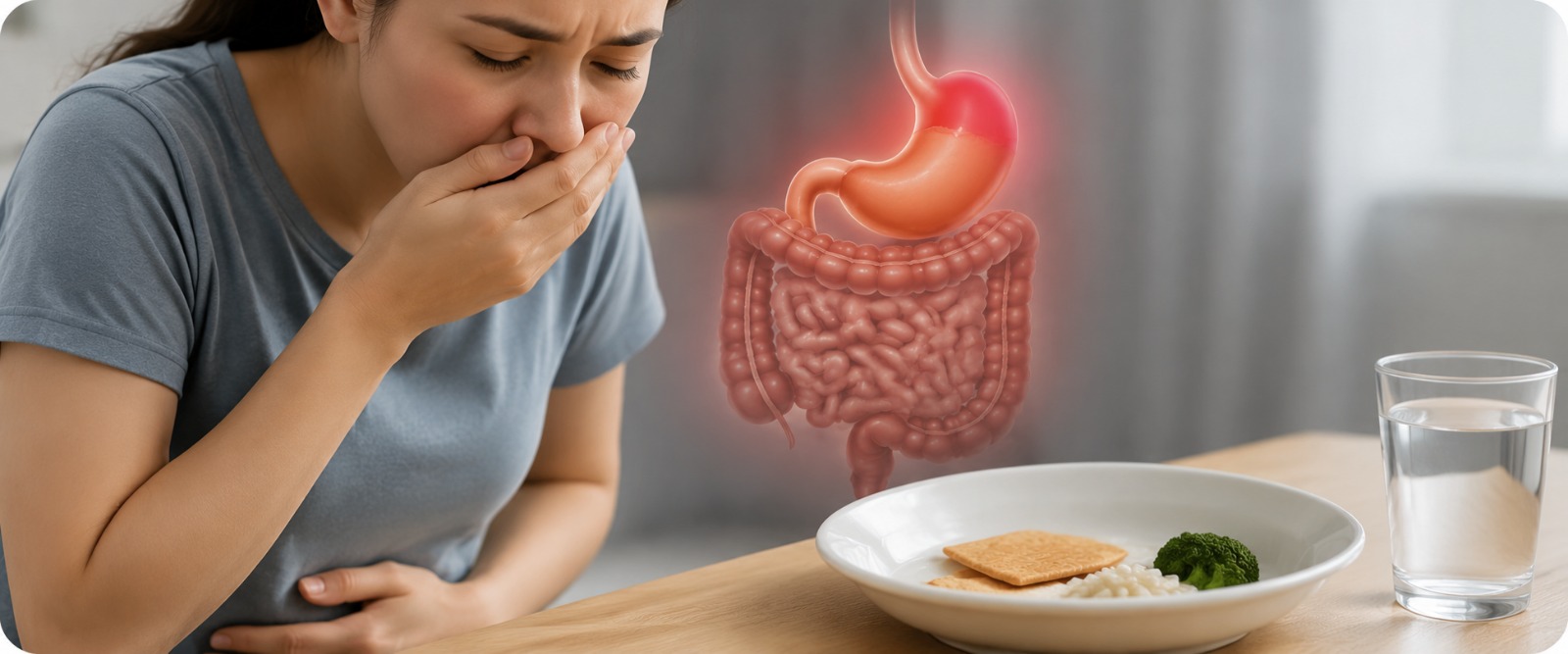Nausea and low appetite with diarrhoea