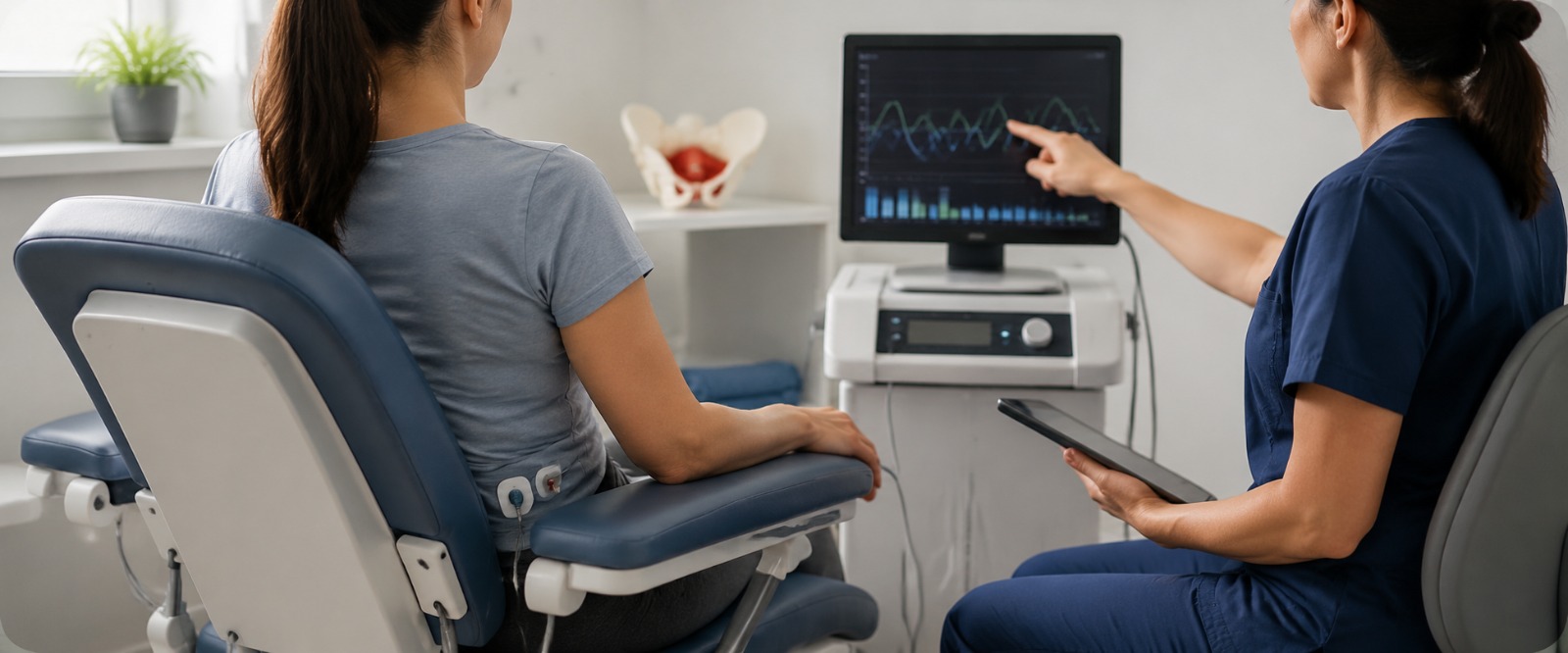 Pelvic floor biofeedback retraining session