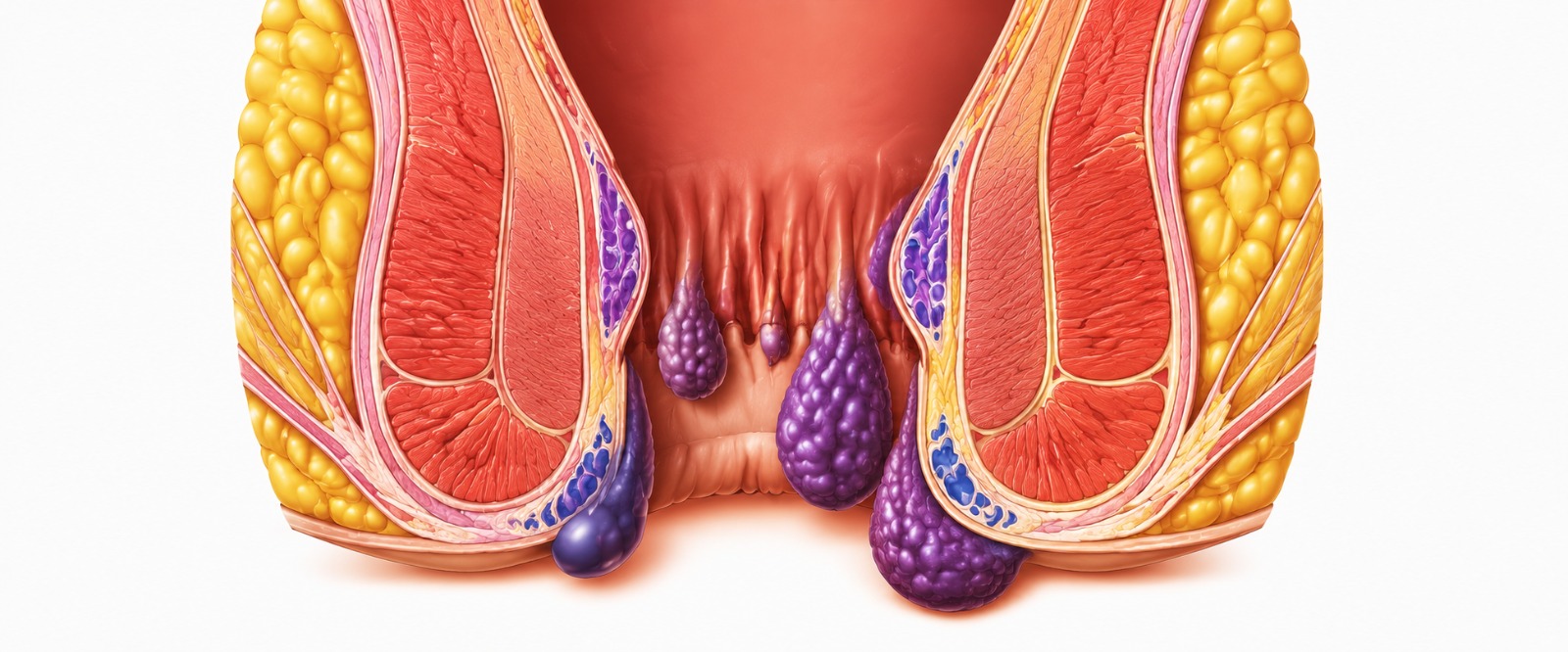 Internal and external piles in the anal canal