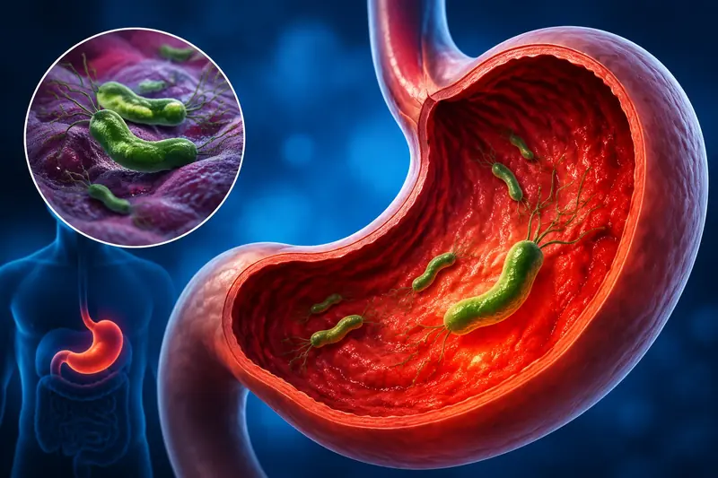 H. pylori infection causing gastritis and stomach ulcers