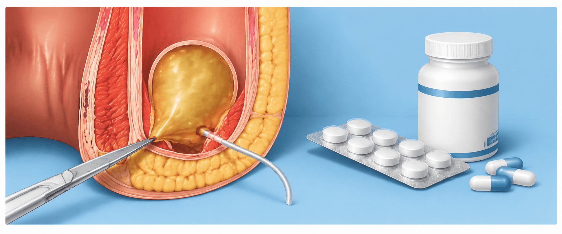 Abscess drainage and antibiotics for an acute anal fistula