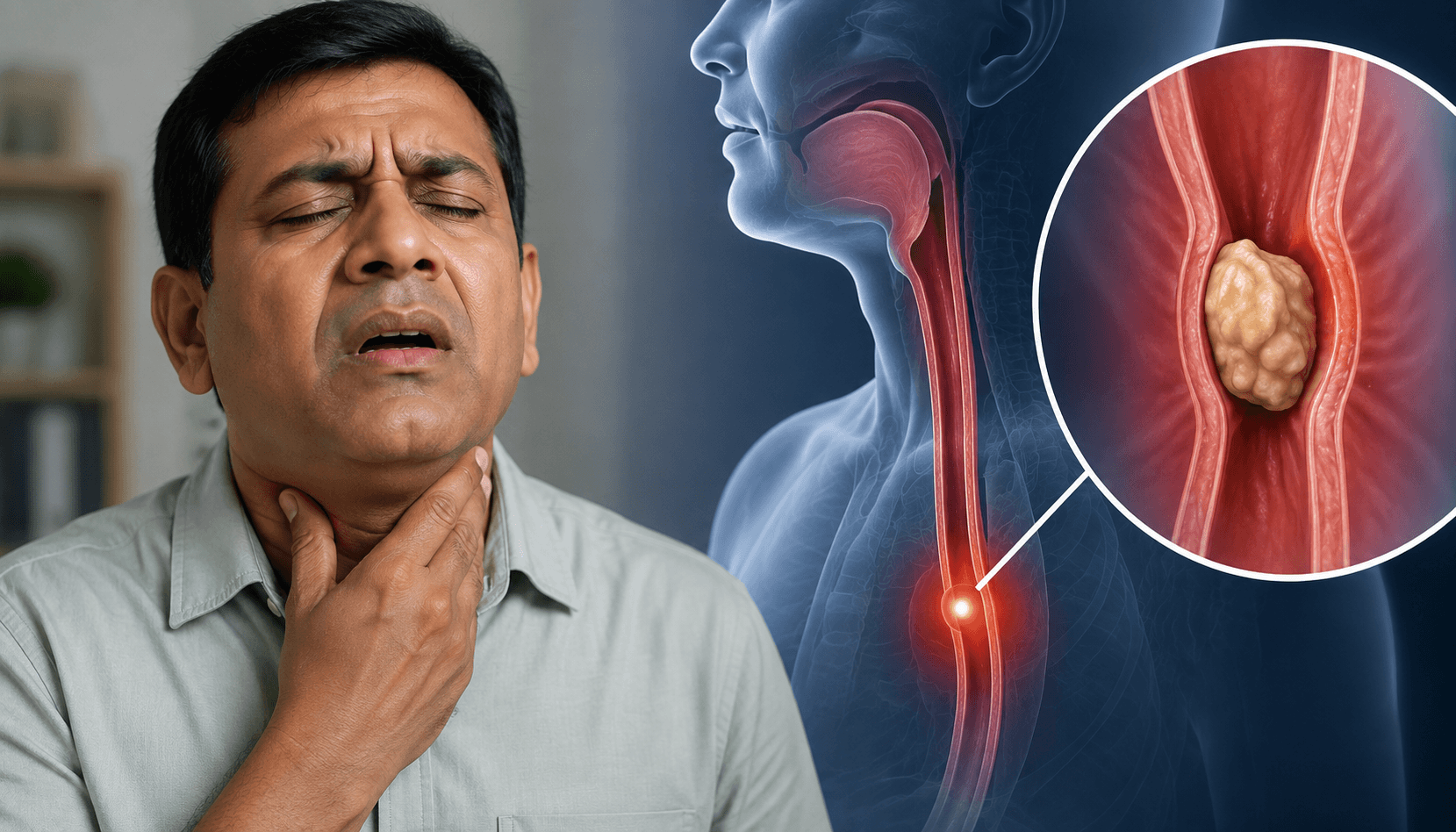 Food getting stuck in the throat, a sign of dysphagia