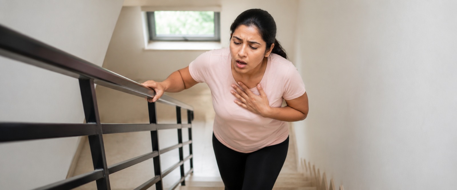Breathlessness on mild effort caused by anaemia