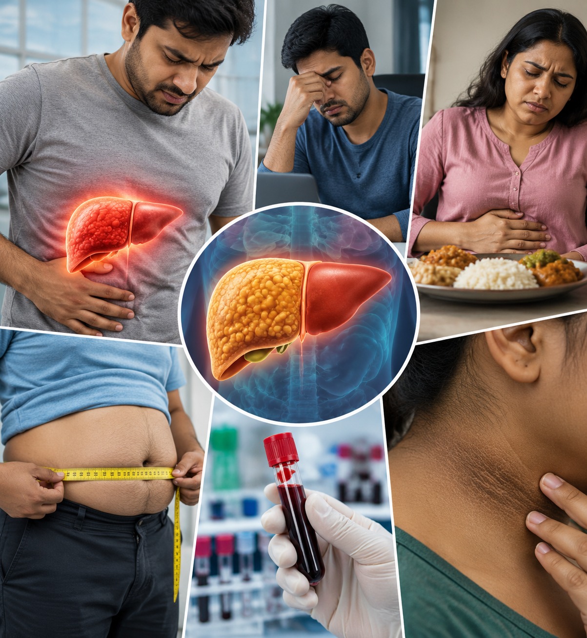 Dull ache below the right rib cage, an early fatty liver symptom