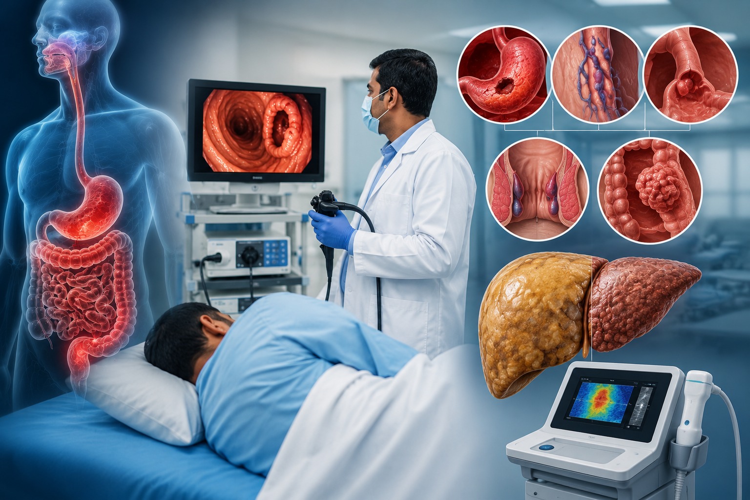 Upper and lower gastrointestinal tract showing where bleeding starts