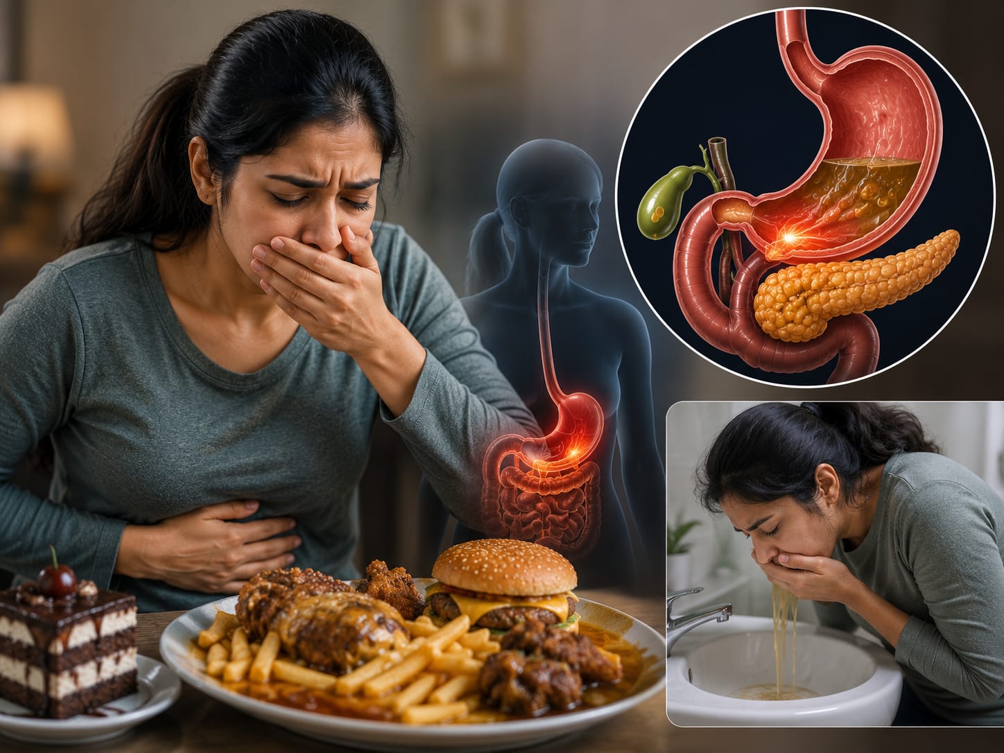 Nausea or vomiting after fatty food, a sign of a pancreatic cyst