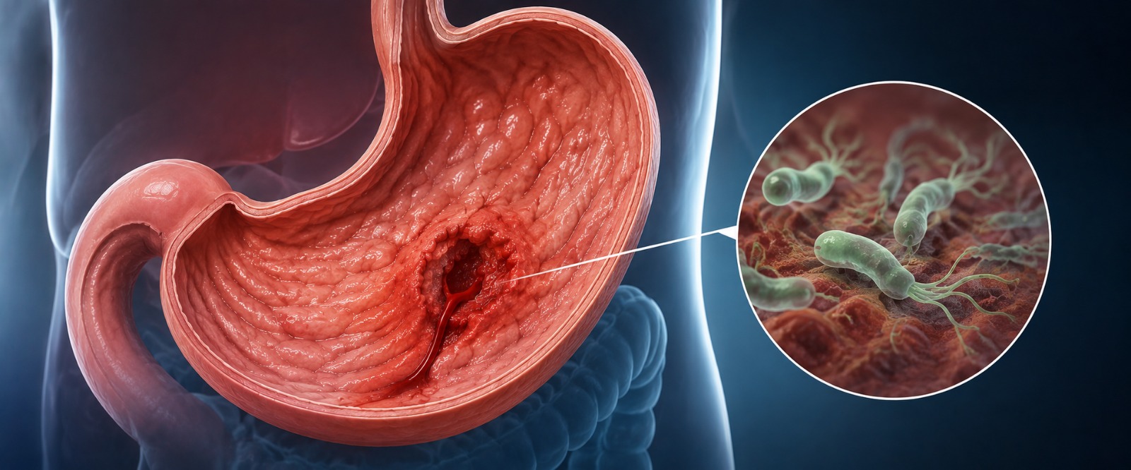 Peptic ulcer treatment for stomach bleeding