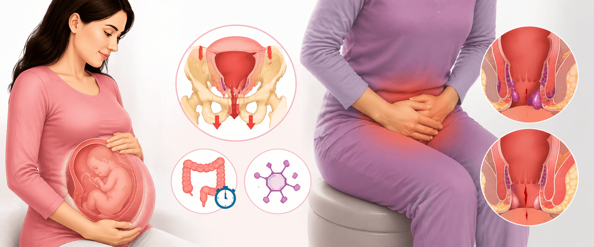 Pregnancy and childbirth as a cause of piles and fissures