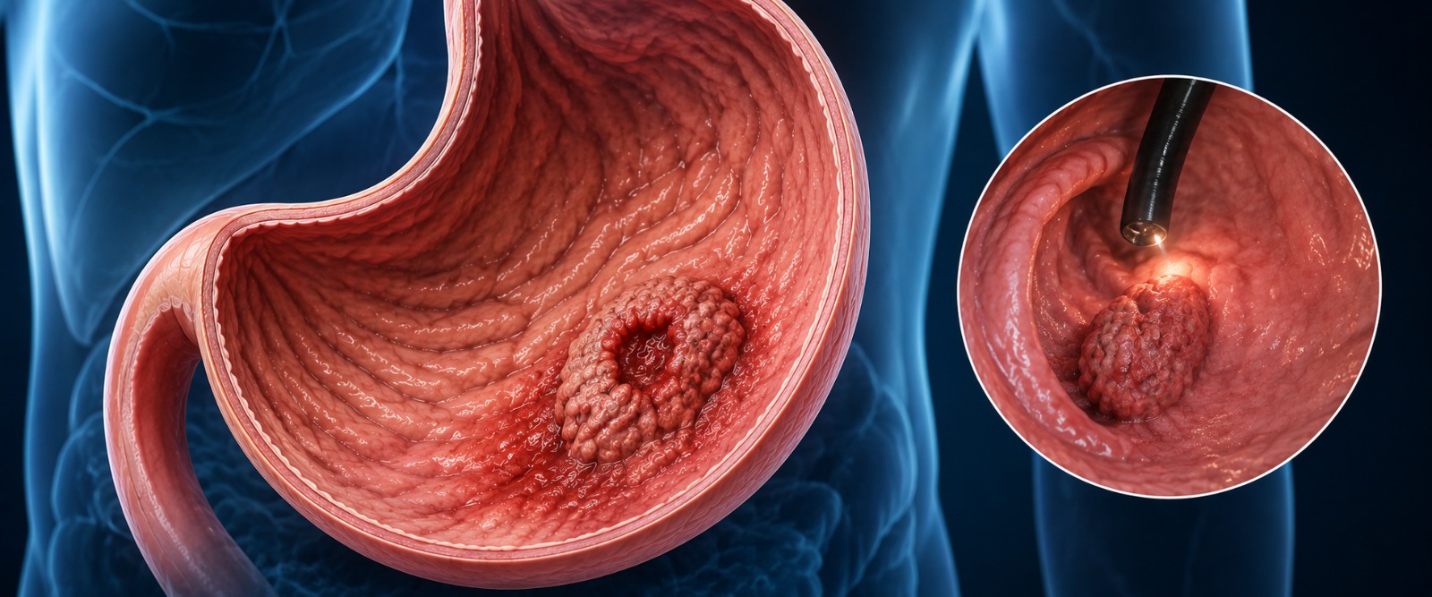 Unintentional weight loss, a warning sign of a stomach tumour