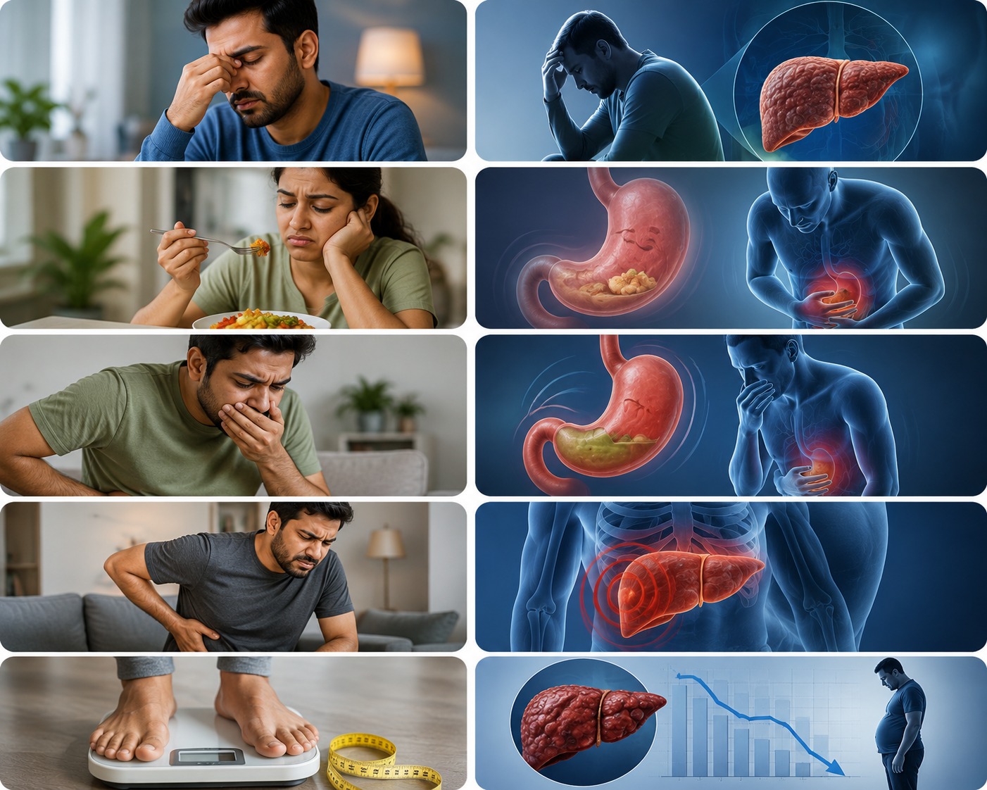 Tiredness that rest does not fix, an early cirrhosis symptom