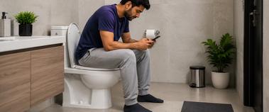 Long toilet visits with a phone increase pressure on the anal cushions